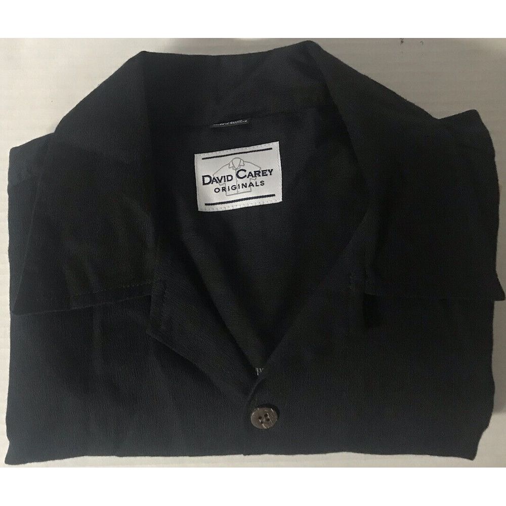 David Carey Original SS Button Up Bowling Shirt Med Black Bowling Pin Graphics‎